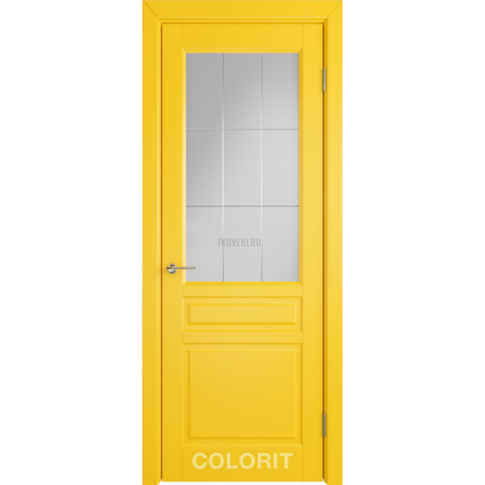 Дверь эмаль К2 COLORIT ДО матовое с фрезеровкой Желтая эмаль
