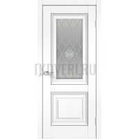 Дверное полотно SoftTouch SoftTouch ALTO 7 600х2000 цвет Ясень белый структурный стекло КРИСТАЛЛ серебро
