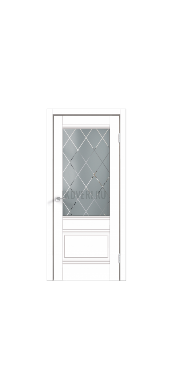 Дверное полотно Экошпон ALTO 2V 600х2000 цвет Белый Эмалит стекло РОМБ светлый