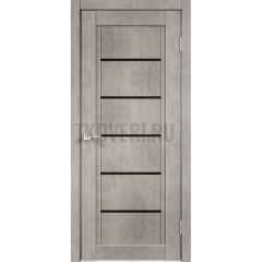 Дверное полотно Экошпон NEXT 1 600х2000 цвет Муар светло-серый стекло Лакобель черное