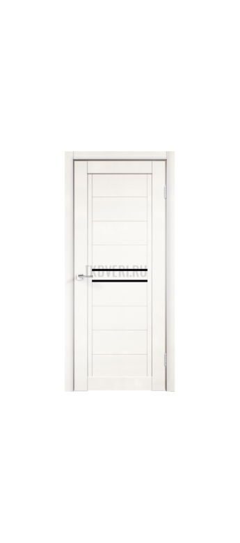 Дверное полотно Экошпон NEXT 2 600х2000 цвет Белый Эмалит стекло Лакобель черное