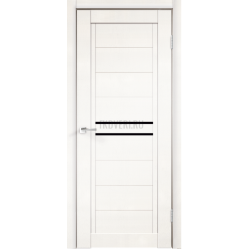 Дверное полотно Экошпон NEXT 2 600х2000 цвет Белый Эмалит стекло Лакобель черное
