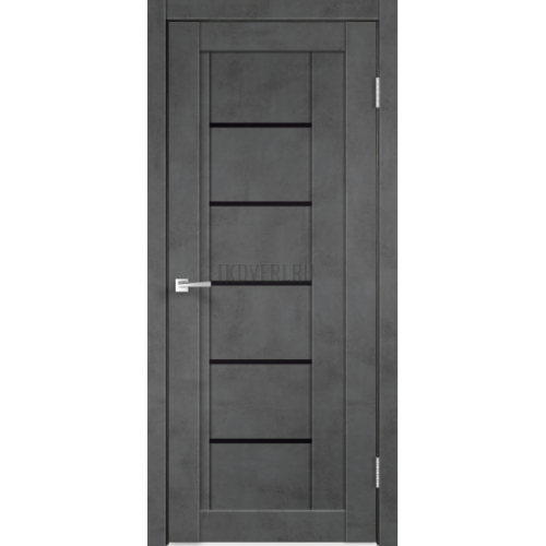 Дверь Экошпон NEXT 3 цвет Муар темно-серый стекло Лакобель черное