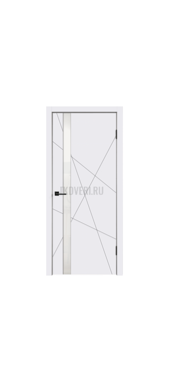 Дверное полотно Эмаль SCANDI S Z1 600х2000 цвет Белый RAL9003 стекло Лакобель белое