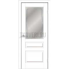 Дверь Экошпон VILLA 3V цвет Белый Эмалит стекло Грани Мателюкс