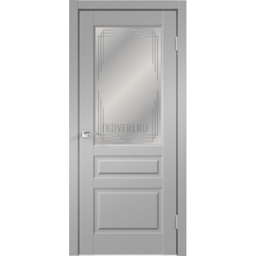 Дверь Экошпон VILLA 3V цвет Серый Эмалит стекло Грани Мателюкс