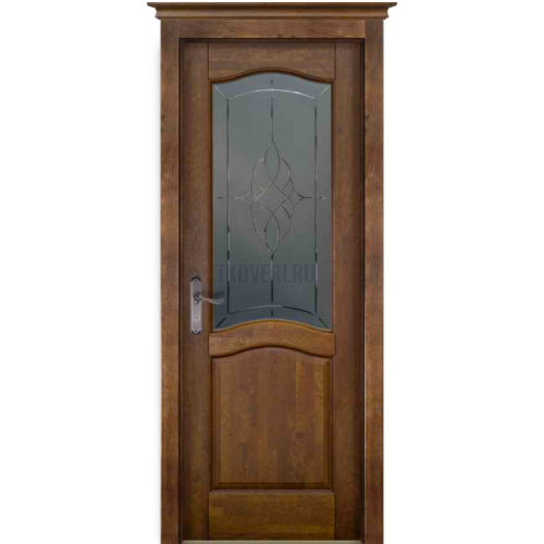 Дверь Ока массив ольхи-Лео Античный орех стекло