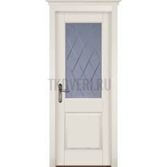 Дверь Ока массив ольхи-Элегия Белая эмаль стекло