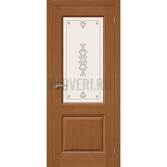 Статус-13 орех межкомнатная шпонированная дверь со стеклом