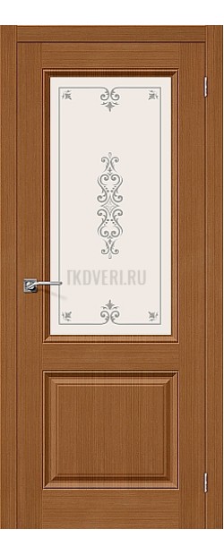 Статус-13 орех межкомнатная шпонированная дверь со стеклом