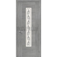 Рондо серый дуб межкомнатная шпонированная дверь со стеклом