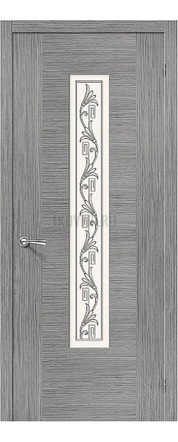 Рондо серый дуб межкомнатная шпонированная дверь со стеклом