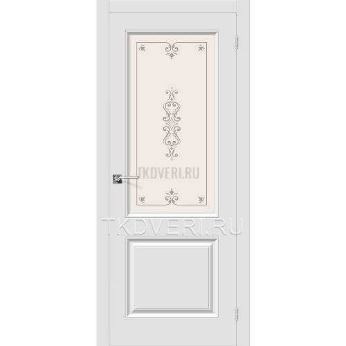 Дверь ПВХ Скинни-13 Белый остекленная