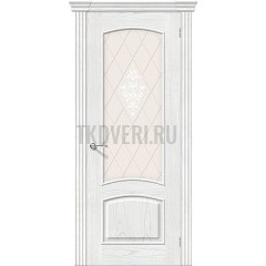 Дверь шпон Амальфи остекленная жемчуг