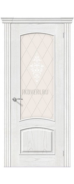 Дверь шпон Амальфи остекленная жемчуг