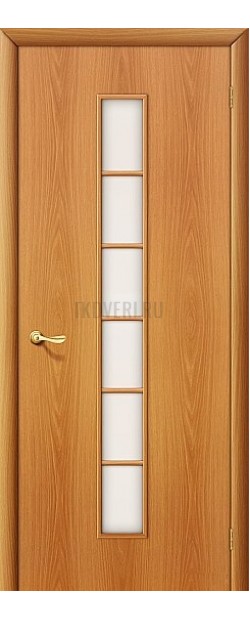 Ламинированная дверь со стеклом сатинато белое МДФ кромка ПВХ МиланОрех 010-0303