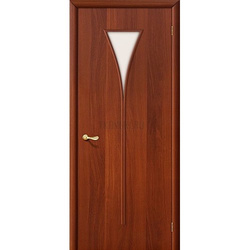 Межкомнатная дверь МДФ ИталОрех 010-0345 с белым стеклом 190*55