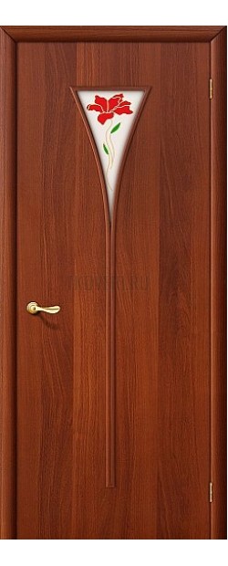Межкомнатная дверь МДФ ИталОрех 010-0654 с художественным стеклом