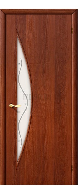 Ламинированная дверь из МДФ со стеклом с элементами фьюзинга ИталОрех 010-0444 190*55
