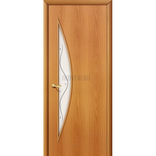 Ламинированная дверь из МДФ со стеклом с элементами фьюзинга МиланОрех 010-0450