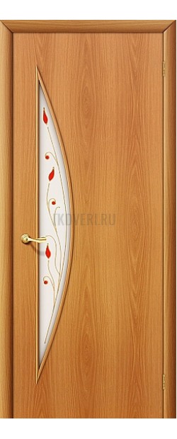 Ламинированная дверь с художественным стеклом из МДФ МиланОрех 010-0674 190*55