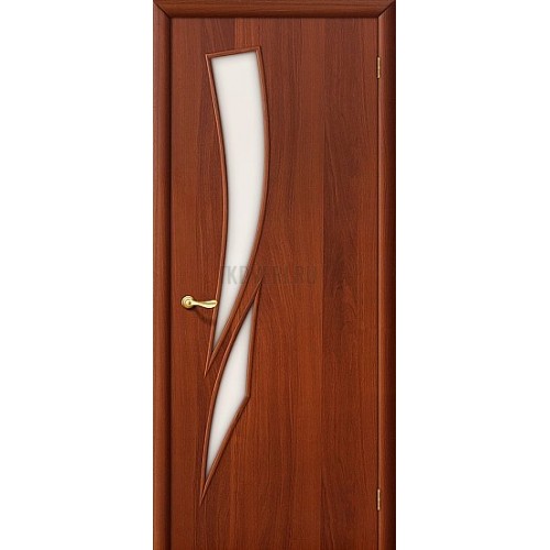 Ламинированная дверь МДФ с покрытием ПВХ с белым стеклом ИталОрех 010-0531