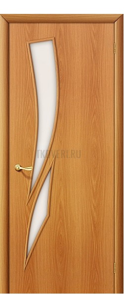 Ламинированная дверь МДФ с покрытием ПВХ с белым стеклом МиланОрех 010-0537