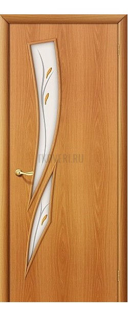 Ламинированная дверь МДФ с покрытием ПВХ стекло с фьюзингом МиланОрех 010-0551