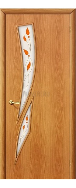 Ламинированная дверь МДФ с покрытием ПВХ с художественным стеклом МиланОрех 010-0688
