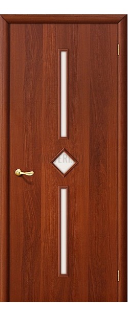 Дверь ламинированная из МДФ ИталОрех 010-0570 (с белым стеклом)