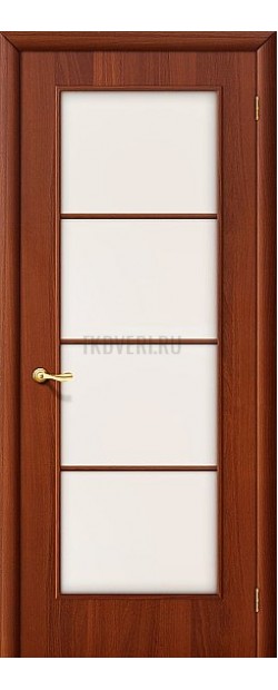 Ламинированная дверь с художественным стеклом МДФ ИталОрех 010-0013