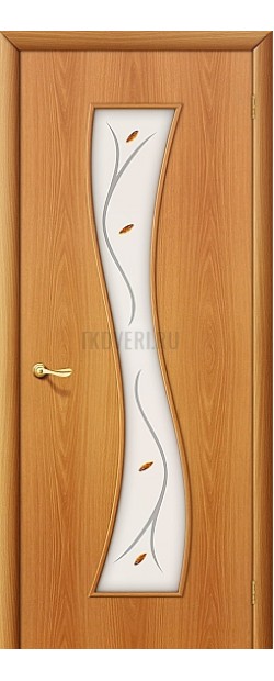 Ламинированная дверь с художественным стеклом МДФ с отделкой МиланОрех 010-0045