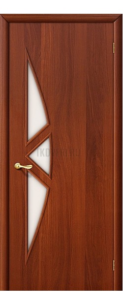 Ламинированная дверь со стеклом МДФ с финишным покрытием ИталОрех 010-0087