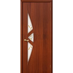 Ламинированная дверь белое художественное стекло МДФ ИталОрех 010-0638