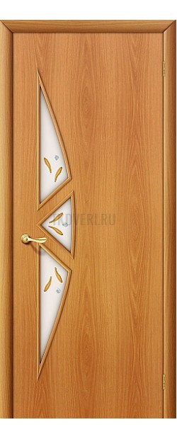Ламинированная дверь белое художественное стекло МДФ МиланОрех 010-0641