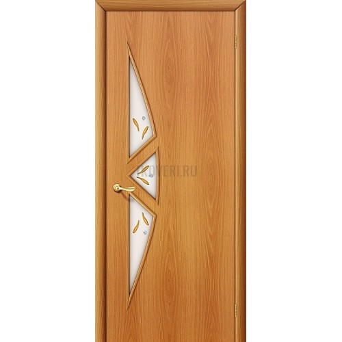 Ламинированная дверь белое художественное стекло МДФ МиланОрех 010-0641