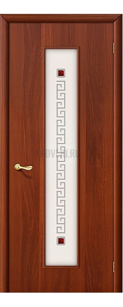Ламинированная дверь с художественным стеклом МДФ ИталОрех 010-0182