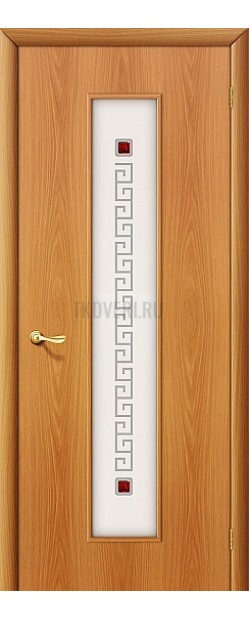 Ламинированная дверь с художественным стеклом МДФ МиланОрех 010-0188