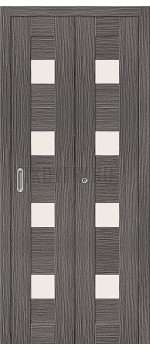 Дверь книжка экошпон Порта-23 Grey Veralinga стекло сатинато белое