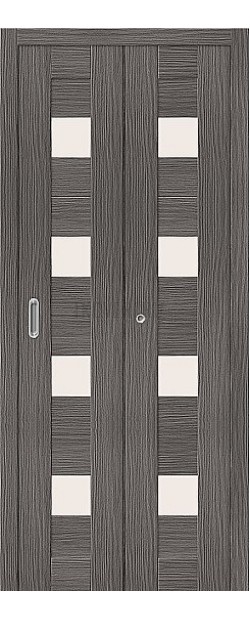 Дверь книжка экошпон Порта-23 Grey Veralinga стекло сатинато белое