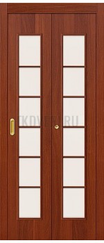Дверь-книжка МДФ ИталОрех 010-0709 со стеклом