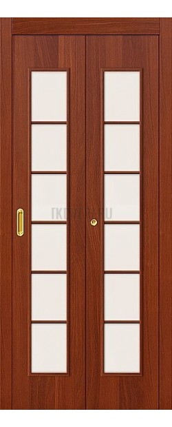 Дверь-книжка МДФ ИталОрех 010-0709 со стеклом