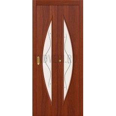 Дверь-книжка МДФ ИталОрех 091-0376 белое стекло