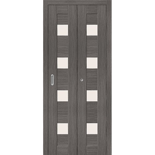 Дверь книжка экошпон Порта-23 Grey Veralinga стекло сатинато белое
