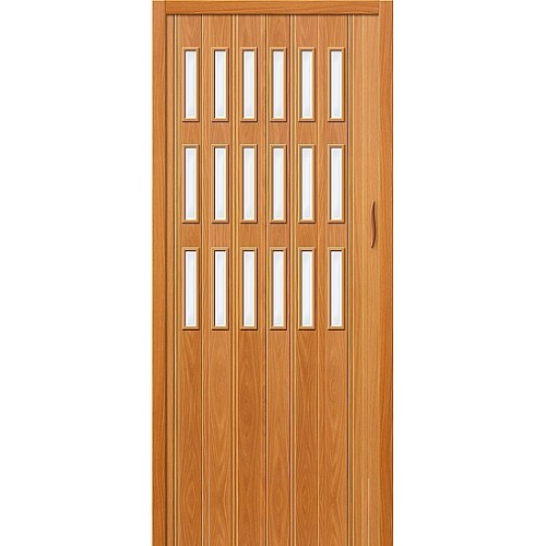 Дверь гармошка ПВХ МиланОрех стекло